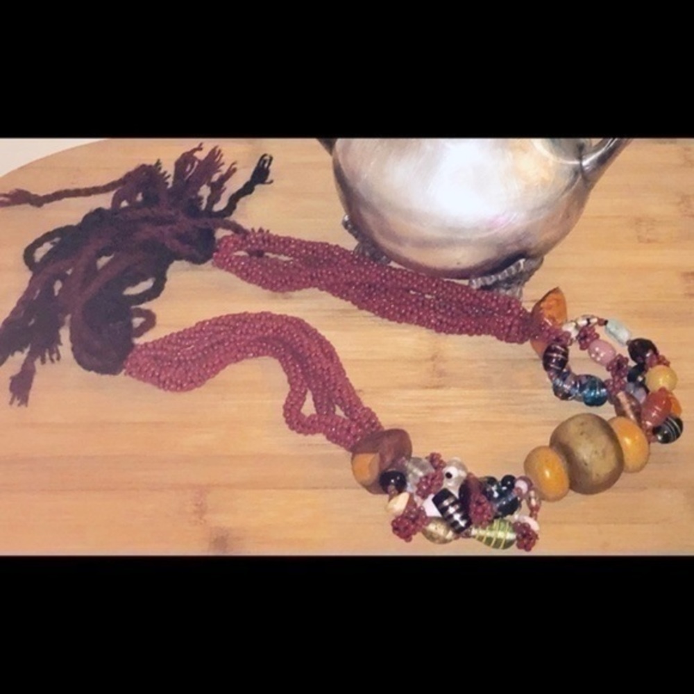 Berber Necklace Imitation amber, coral, & beads